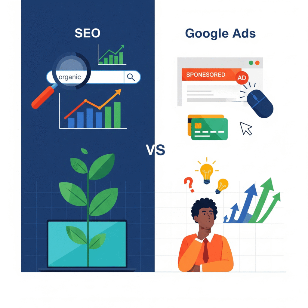 SEO vs Google Ads: Which is Better for Small Businesses in 2025? https://clickduniya.in/