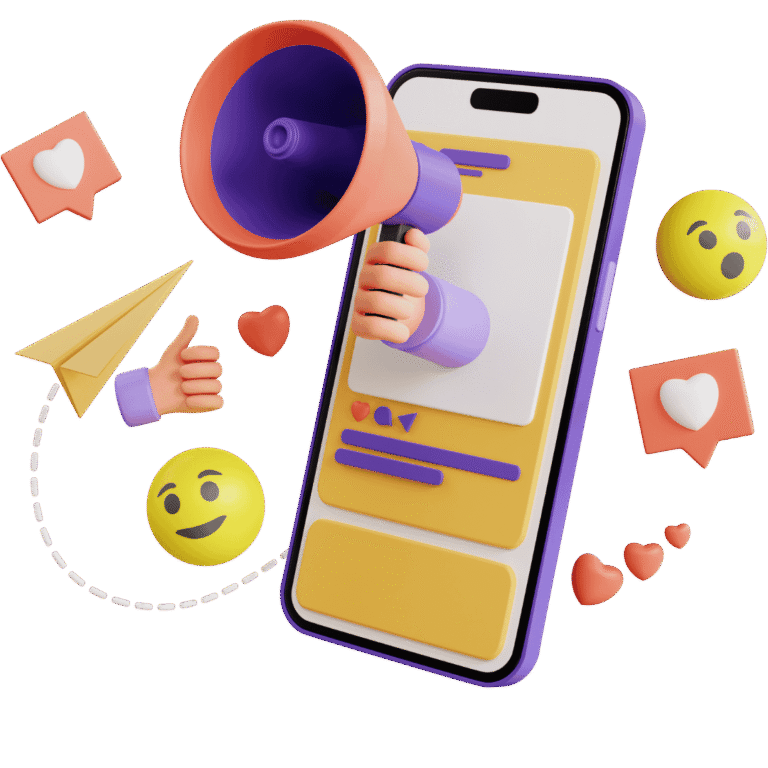 Colorful smartphone with social media icons